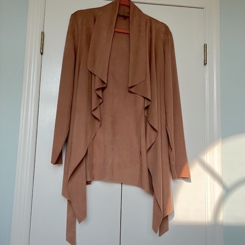 HYFVE Faux Suede Rust Color Belted Jacket, Size Large